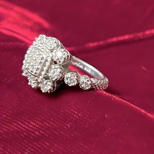 Judith Ripka Sterling Silver Cubic Zirconia Cluster Ring size 6